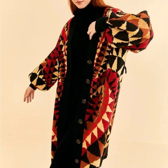 🌺🎉HP🎉🌺 NWT Farm Rio Heart Deco Maxi Knit Cardigan - Picture 2 of 15